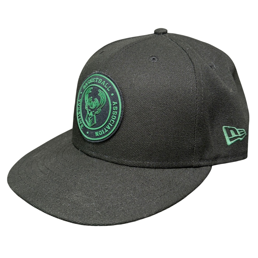 New Era Hat Mens OSFM Black Milwaukee Bucks 9FIFTY Snapback NBA Basketball Cap